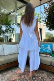 Sandbar Linen Blend 3 Button Dip Side Waistcoat White